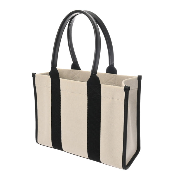 BALENCIAGA バレンシアガ ハードウェア スモールトート 2WAY ホワイト/ブラック 671402 レディース キャンバス レザー トートバッグ Aランク 中古 銀蔵