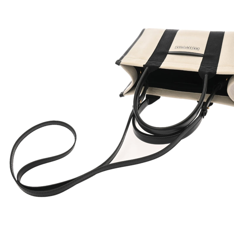 BALENCIAGA バレンシアガ ハードウェア スモールトート 2WAY ホワイト/ブラック 671402 レディース キャンバス レザー トートバッグ Aランク 中古 銀蔵