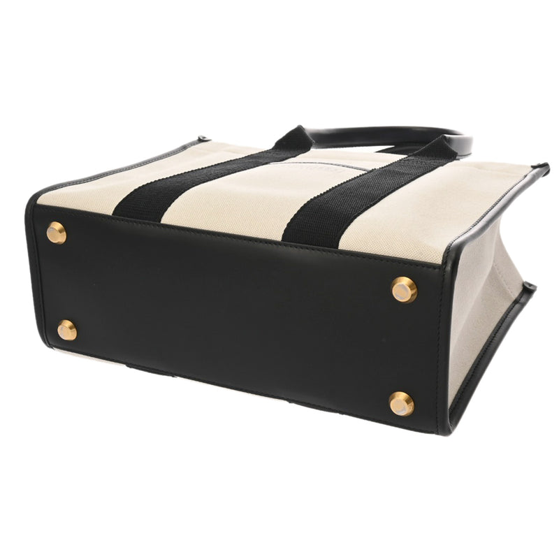 BALENCIAGA バレンシアガ ハードウェア スモールトート 2WAY ホワイト/ブラック 671402 レディース キャンバス レザー トートバッグ Aランク 中古 銀蔵