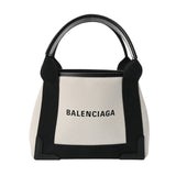 BALENCIAGA バレンシアガ ネイビーカバス XS 2WAY ホワイト/ブラック 390346 レディース キャンバス レザー ハンドバッグ Aランク 中古 銀蔵