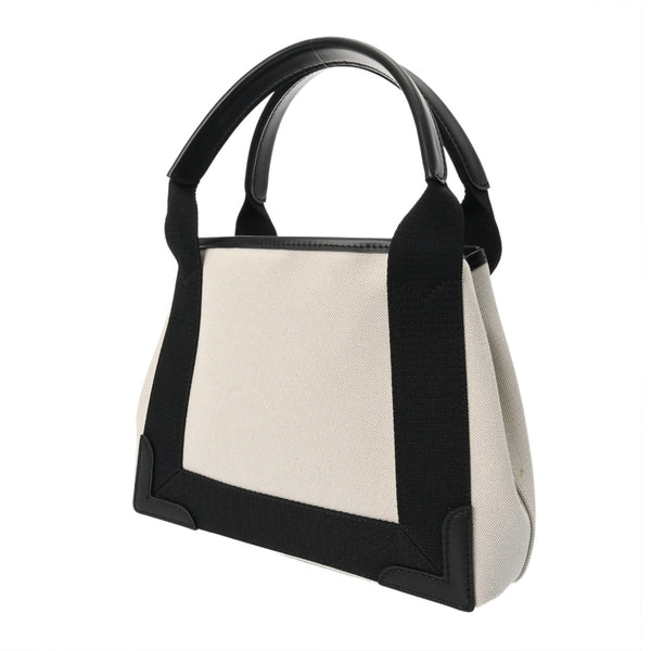 BALENCIAGA バレンシアガ ネイビーカバス XS 2WAY ホワイト/ブラック 390346 レディース キャンバス レザー ハンドバッグ Aランク 中古 銀蔵