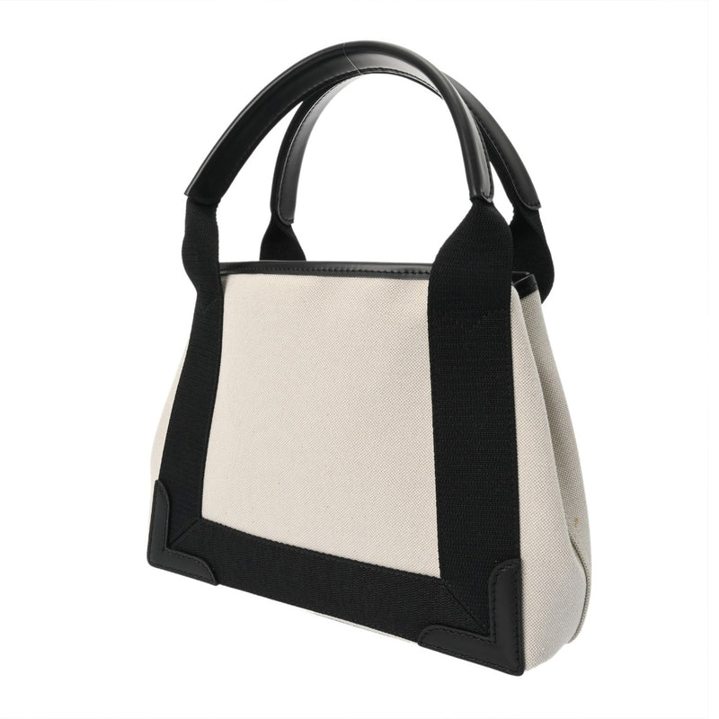 BALENCIAGA バレンシアガ ネイビーカバス XS 2WAY ホワイト/ブラック 390346 レディース キャンバス レザー ハンドバッグ Aランク 中古 銀蔵