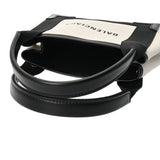 BALENCIAGA バレンシアガ ネイビーカバス XS 2WAY ホワイト/ブラック 390346 レディース キャンバス レザー ハンドバッグ Aランク 中古 銀蔵