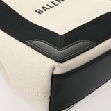 BALENCIAGA バレンシアガ ネイビーカバス XS 2WAY ホワイト/ブラック 390346 レディース キャンバス レザー ハンドバッグ Aランク 中古 銀蔵