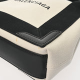 BALENCIAGA バレンシアガ ネイビーカバス XS 2WAY ホワイト/ブラック 390346 レディース キャンバス レザー ハンドバッグ Aランク 中古 銀蔵