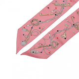 HERMES エルメス ツイリー LES CLES A POIS ローズ レディース シルク100％ スカーフ 新同 中古 銀蔵