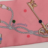 HERMES エルメス ツイリー LES CLES A POIS ローズ レディース シルク100％ スカーフ 新同 中古 銀蔵