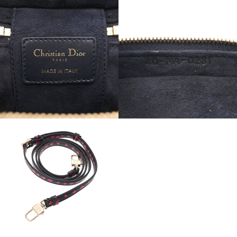 CHRISTIAN DIOR クリスチャンディオール レディディオール マイクロ バニティケース ハート柄 2WAY ブラック/レッド S09180SGA レディース レザー バニティバッグ Aランク 中古 銀蔵