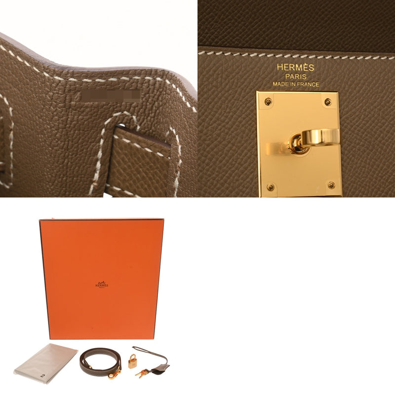 HERMES エルメス ケリー28 外縫い エトゥープ Y刻印(2020年頃) レディース ヴォーエプソン 2WAYバッグ Aランク 中古 銀蔵