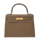 HERMES エルメス ケリー28 外縫い エトゥープ Y刻印(2020年頃) レディース ヴォーエプソン 2WAYバッグ Aランク 中古 銀蔵