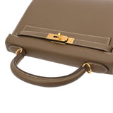 HERMES エルメス ケリー28 外縫い エトゥープ Y刻印(2020年頃) レディース ヴォーエプソン 2WAYバッグ Aランク 中古 銀蔵