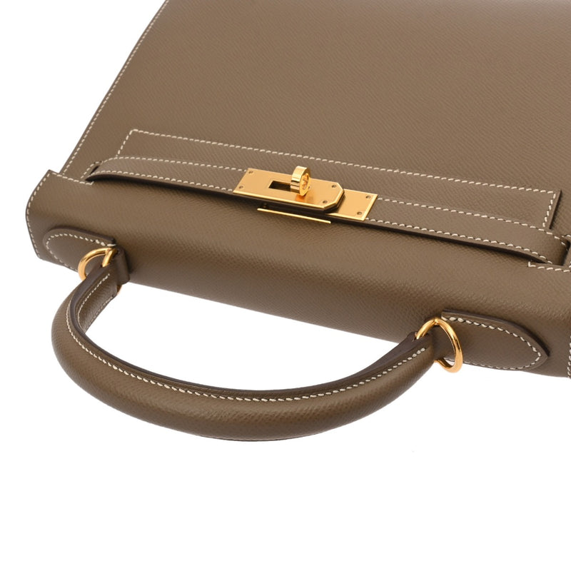 HERMES エルメス ケリー28 外縫い エトゥープ Y刻印(2020年頃) レディース ヴォーエプソン 2WAYバッグ Aランク 中古 銀蔵