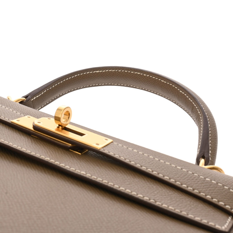 HERMES エルメス ケリー28 外縫い エトゥープ Y刻印(2020年頃) レディース ヴォーエプソン 2WAYバッグ Aランク 中古 銀蔵