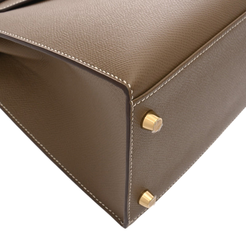 HERMES エルメス ケリー28 外縫い エトゥープ Y刻印(2020年頃) レディース ヴォーエプソン 2WAYバッグ Aランク 中古 銀蔵