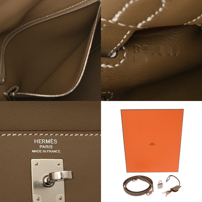HERMES エルメス ケリー25 内縫い エトゥープ B刻印(2023年頃) レディース ヴォースイフト 2WAYバッグ 新同 中古 銀蔵
