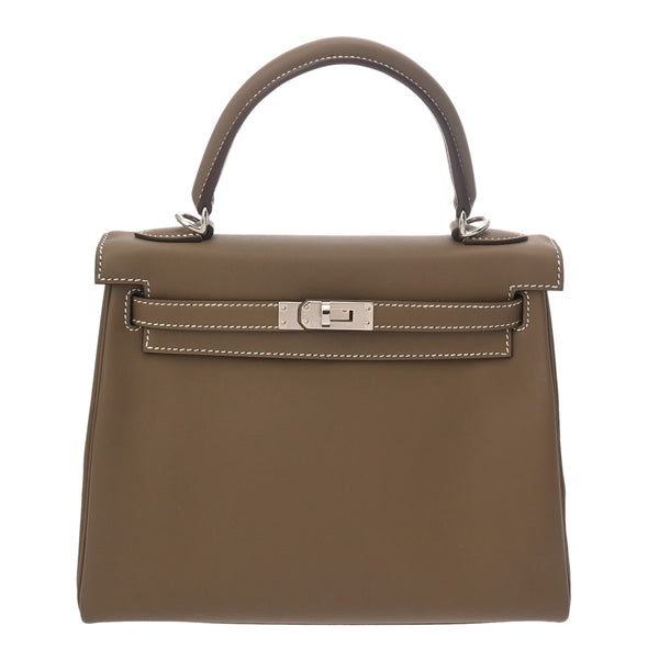HERMES エルメス ケリー25 内縫い エトゥープ B刻印(2023年頃) レディース ヴォースイフト 2WAYバッグ 新同 中古 銀蔵