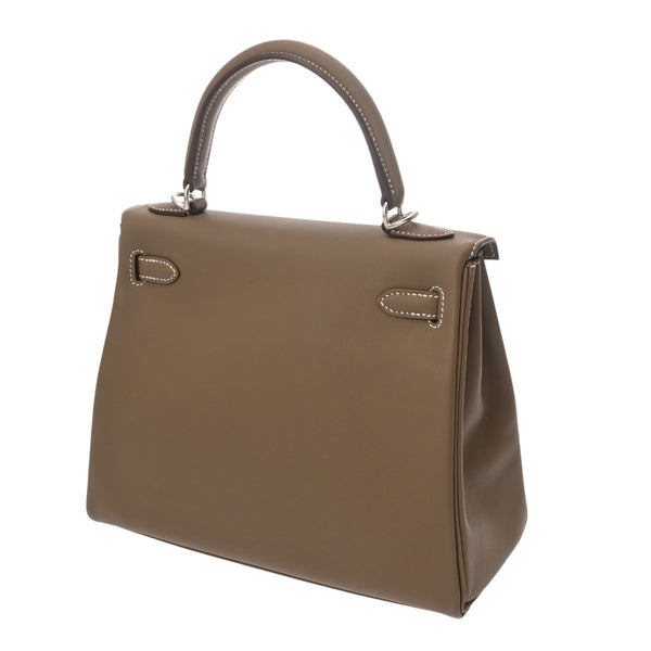 HERMES エルメス ケリー25 内縫い エトゥープ B刻印(2023年頃) レディース ヴォースイフト 2WAYバッグ 新同 中古 銀蔵