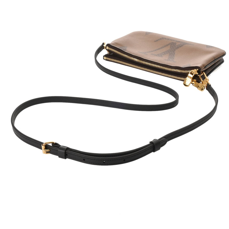 LOUIS VUITTON ルイヴィトン モノグラムジャイアント ポシェットドゥーブルジップ ブラウン M69203 レディース モノグラムジャイアントリバース ショルダーバッグ 新同 中古 銀蔵