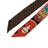 LOUIS VUITTON ルイヴィトン モノグラム バンドー BB カブキ ステッカー 山本寛斎コラボ レッド/ブラウン MP1942 レディース シルク100％ スカーフ ABランク 中古 銀蔵