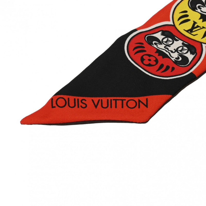 LOUIS VUITTON ルイヴィトン モノグラム バンドー BB カブキ ステッカー 山本寛斎コラボ レッド/ブラウン MP1942 レディース シルク100％ スカーフ ABランク 中古 銀蔵