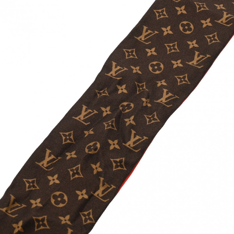LOUIS VUITTON ルイヴィトン モノグラム バンドー BB カブキ ステッカー 山本寛斎コラボ レッド/ブラウン MP1942 レディース シルク100％ スカーフ ABランク 中古 銀蔵