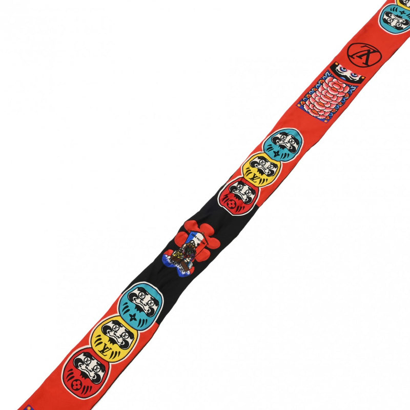 LOUIS VUITTON ルイヴィトン モノグラム バンドー BB カブキ ステッカー 山本寛斎コラボ レッド/ブラウン MP1942 レディース シルク100％ スカーフ ABランク 中古 銀蔵