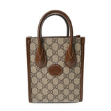 GUCCI グッチ インターロッキングG ミニトート ベージュ/ブラウン 671623 レディース GGスプリームキャンバス レザー トートバッグ ABランク 中古 銀蔵