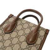 GUCCI グッチ インターロッキングG ミニトート ベージュ/ブラウン 671623 レディース GGスプリームキャンバス レザー トートバッグ ABランク 中古 銀蔵
