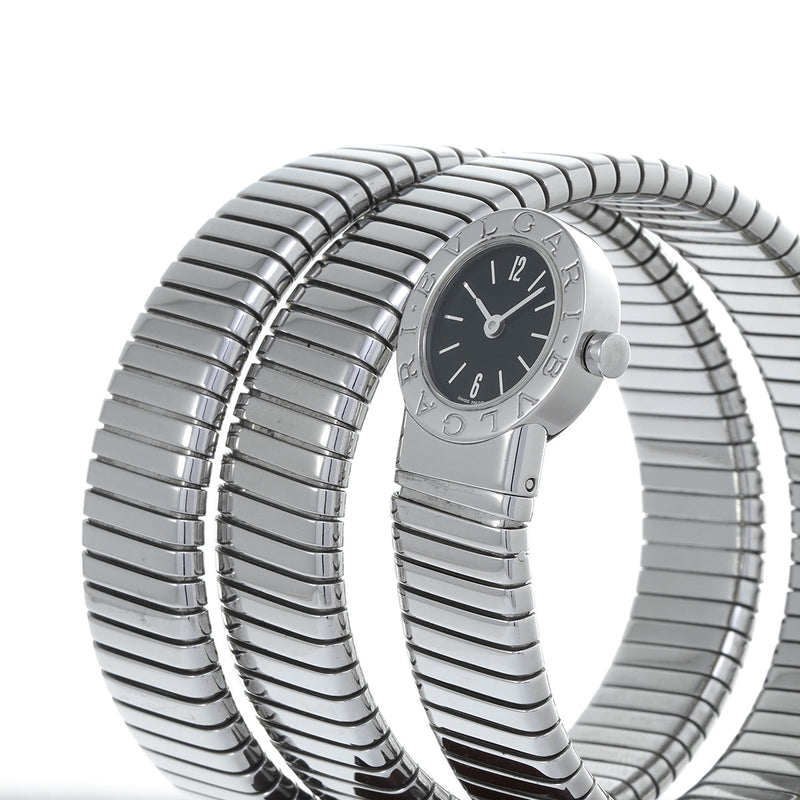 ブルガリ トゥボガス スネーク BB191TS ブラック レディース 腕時計 クォーツ 中古 銀蔵