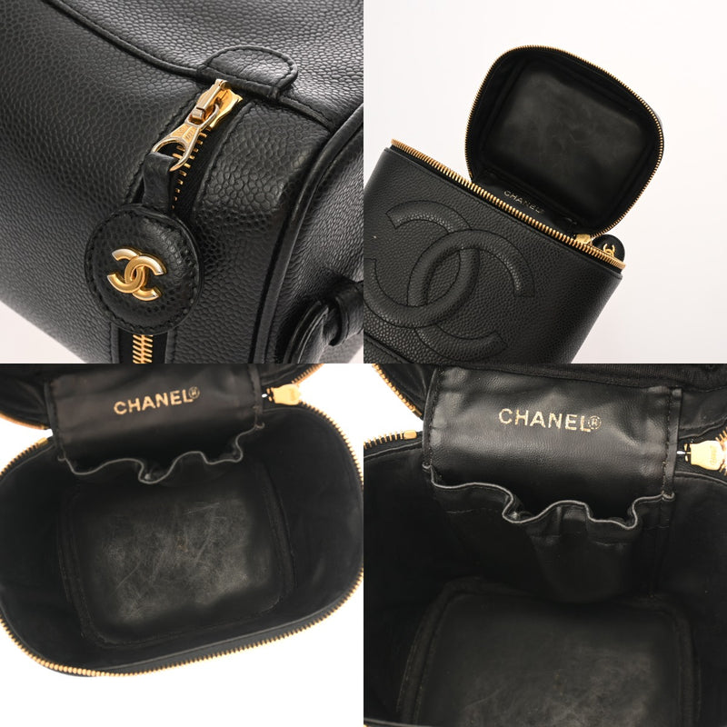 CHANEL シャネル 縦型バニティ ブラック A01998 レディース キャビアスキン バニティバッグ Bランク 中古 銀蔵