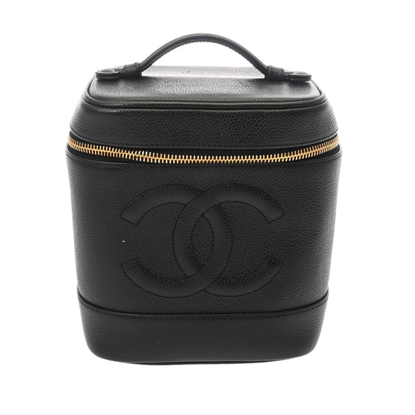 CHANEL シャネル 縦型バニティ ブラック A01998 レディース キャビアスキン バニティバッグ Bランク 中古 銀蔵