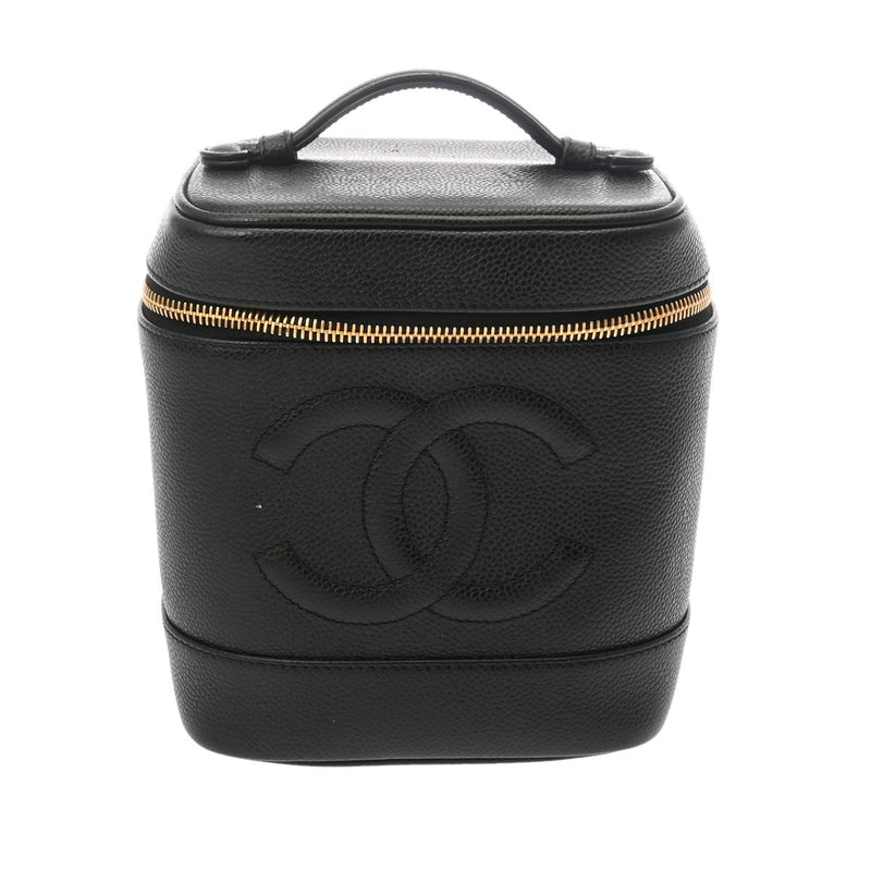 CHANEL シャネル 縦型バニティ ブラック A01998 レディース キャビアスキン バニティバッグ Bランク 中古 銀蔵