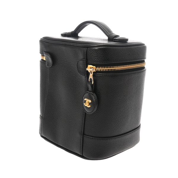 CHANEL シャネル 縦型バニティ ブラック A01998 レディース キャビアスキン バニティバッグ Bランク 中古 銀蔵
