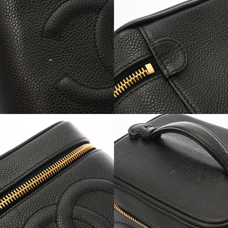 CHANEL シャネル 縦型バニティ ブラック A01998 レディース キャビアスキン バニティバッグ Bランク 中古 銀蔵