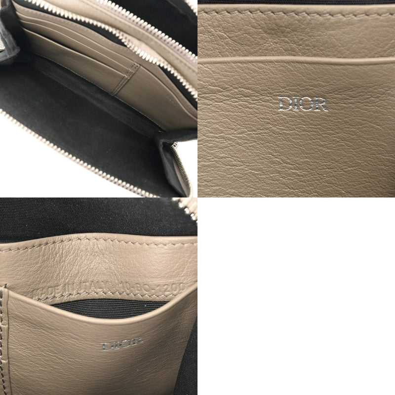 CHRISTIAN DIOR クリスチャンディオール ストラップジップポーチ オブリーク ギャラクシー グレージュ レディース レザー ショルダーバッグ ABランク 中古 銀蔵
