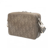 CHRISTIAN DIOR クリスチャンディオール ストラップジップポーチ オブリーク ギャラクシー グレージュ レディース レザー ショルダーバッグ ABランク 中古 銀蔵