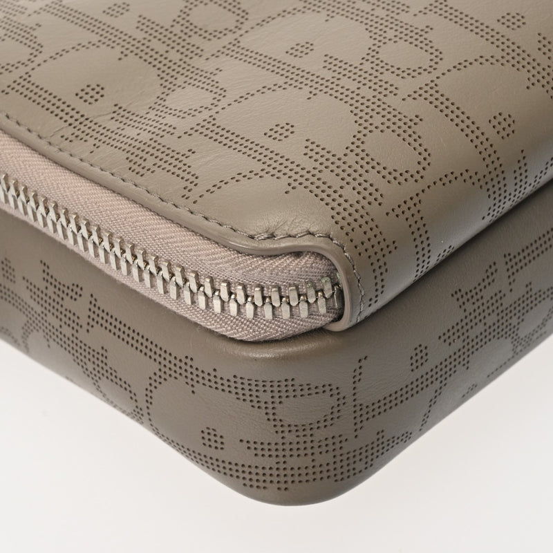 CHRISTIAN DIOR クリスチャンディオール ストラップジップポーチ オブリーク ギャラクシー グレージュ レディース レザー ショルダーバッグ ABランク 中古 銀蔵