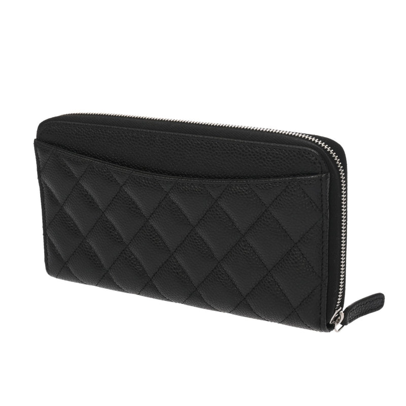CHANEL シャネル マトラッセ クラシック ロングジップウォレット ブラック AP0242 レディース キャビアスキン 長財布 新同 中古 銀蔵