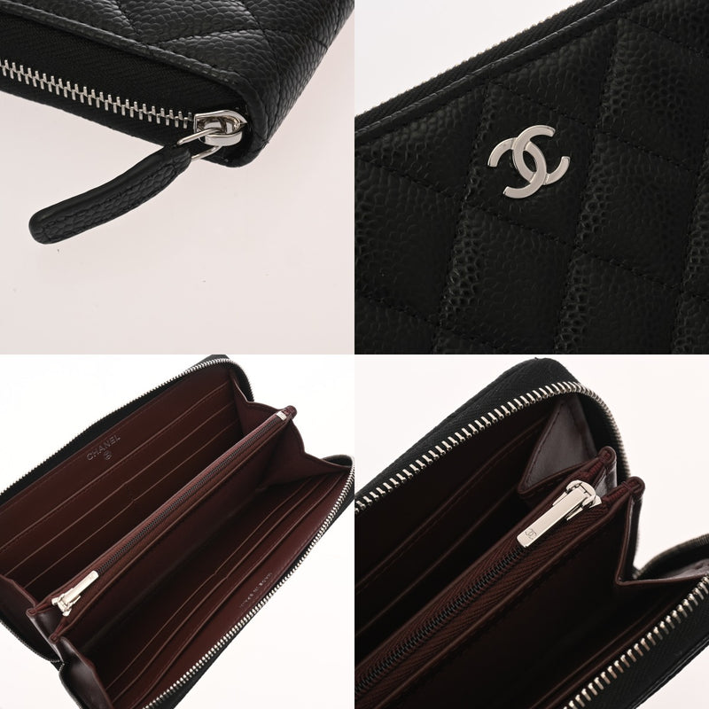 CHANEL シャネル マトラッセ クラシック ロングジップウォレット ブラック AP0242 レディース キャビアスキン 長財布 新同 中古 銀蔵
