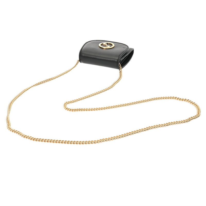 GUCCI グッチ ミディアム ブラック 725219 レディース レザー チェーンウォレット Aランク 中古 銀蔵