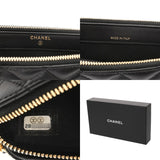 CHANEL シャネル マトラッセ フォンケース ショルダーダブルジップ ブラック レディース ラムスキン ショルダーバッグ Aランク 中古 銀蔵