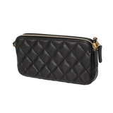CHANEL シャネル マトラッセ フォンケース ショルダーダブルジップ ブラック レディース ラムスキン ショルダーバッグ Aランク 中古 銀蔵