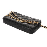 CHANEL シャネル マトラッセ フォンケース ショルダーダブルジップ ブラック レディース ラムスキン ショルダーバッグ Aランク 中古 銀蔵