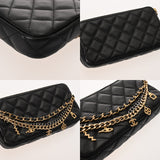 CHANEL シャネル マトラッセ フォンケース ショルダーダブルジップ ブラック レディース ラムスキン ショルダーバッグ Aランク 中古 銀蔵