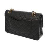 CHANEL シャネル マトラッセ Wフラップ 25cm チェーンショルダー ブラック レディース ラムスキン ショルダーバッグ ABランク 中古 銀蔵