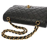 CHANEL シャネル マトラッセ Wフラップ 25cm チェーンショルダー ブラック レディース ラムスキン ショルダーバッグ ABランク 中古 銀蔵