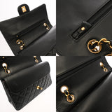 CHANEL シャネル マトラッセ Wフラップ 25cm チェーンショルダー ブラック レディース ラムスキン ショルダーバッグ ABランク 中古 銀蔵