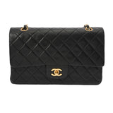 CHANEL シャネル マトラッセ チェーンショルダー 25cm Wフラップ ブラック レディース ラムスキン ショルダーバッグ ABランク 中古 銀蔵