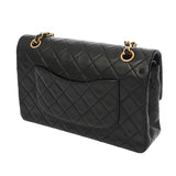 CHANEL シャネル マトラッセ チェーンショルダー 25cm Wフラップ ブラック レディース ラムスキン ショルダーバッグ ABランク 中古 銀蔵