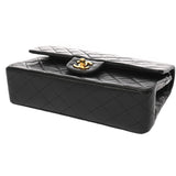 CHANEL シャネル マトラッセ チェーンショルダー 25cm Wフラップ ブラック レディース ラムスキン ショルダーバッグ ABランク 中古 銀蔵